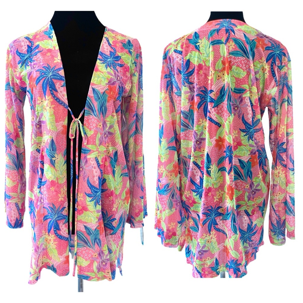 BluC Tropical Bell Sleeve Swimsuit Coverup Size L XL NWOT
